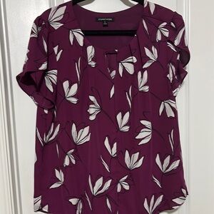 41 Hawthorn Red and White Mandarin Collar Blouse